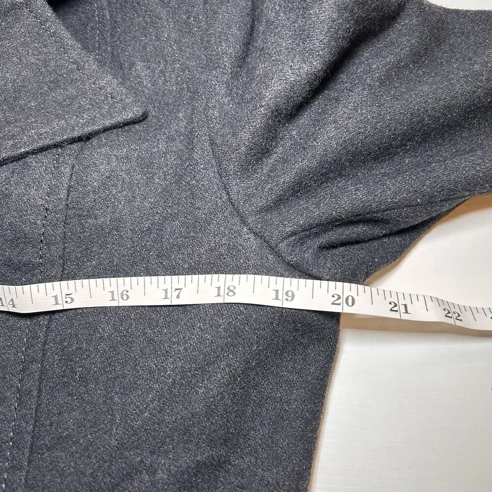 M. Julian Wool Blend Black Double Breasted Military Pea Coat Medium Fully Lined